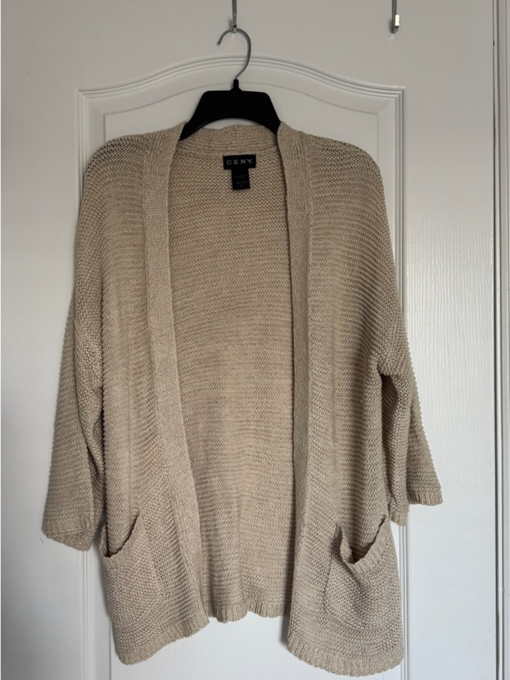 Tan knit open cardigan
